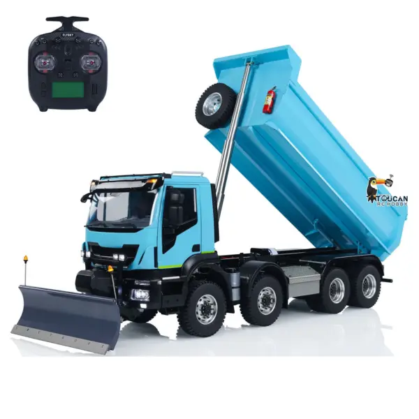 Metal 1/14 8x8 Hydraulic RC Dump Truck Remote Control Tipper Cars Assembled and Painted Snow Blade 2-speed Transmission