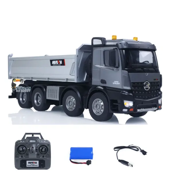 HUINA 1/14 Remote Control Dump Truck 12CH RC Tipper Finished Model Toy Gift RTR Light Sound Effects Radio USB Charging Cable
