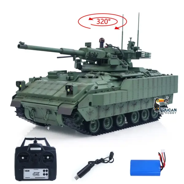 Tongde 1/16 Remote Control Tank Model M2128 Bradley Infrared System 320 Degree Rotation Turret Light Sounds Battery Ready to Run