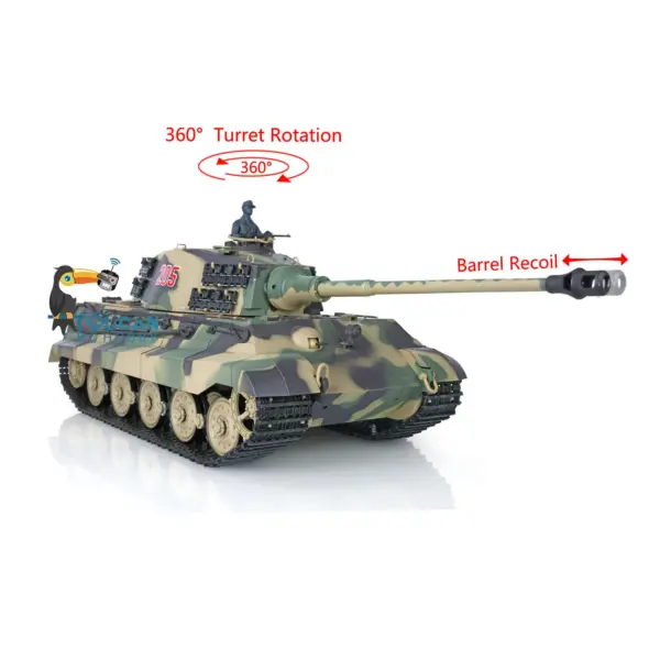 Henglong 1/16 Scale Remote Control Tank 3888A 7.0 Plastic German King Tiger w/ Barrel Recoil 360Degrees Rotating Turret Engine Sound