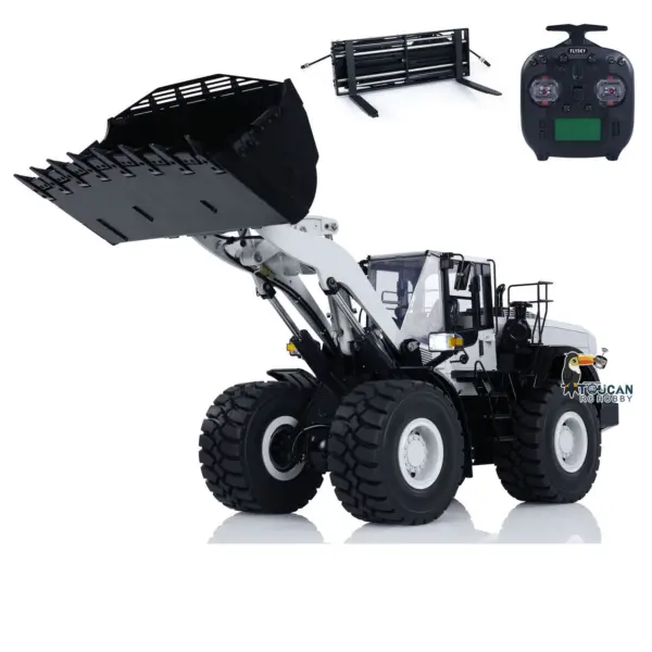 1/14 RC Metal Hydraulic Loader WA480 Remote Control Construction Heavy Machine Quick Coupler Fork Bucket Light Sound ST8 Radio