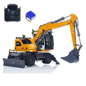 1/14 RC Hydraulic Wheeled Excavator LR914 8-ways Valve RTR Metal Remote Control 4*4 Digger Model Axle Lock Flysky PL18EV Lite