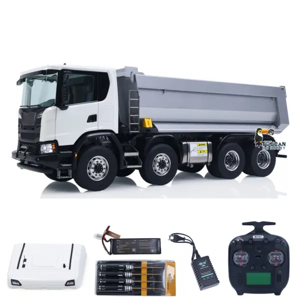 Double E 1/14 8X8 Remote Control Hydraulic Dump Truck 2Speed RC Model Tipper Metal Chassis Differential Lock FLYSKY ST8 Radio