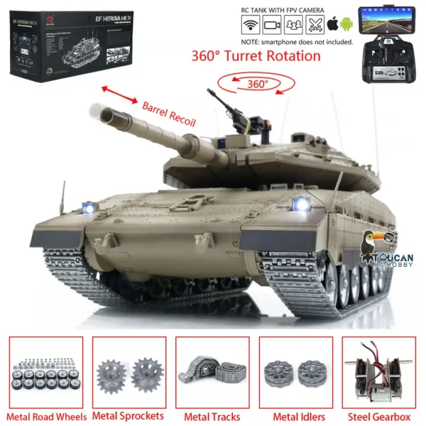 Heng Long Remote Control Tank 1/16 IDF Merkava MK IV Professional Edition Tanks W/ Metal Road Wheels Tracks FPV