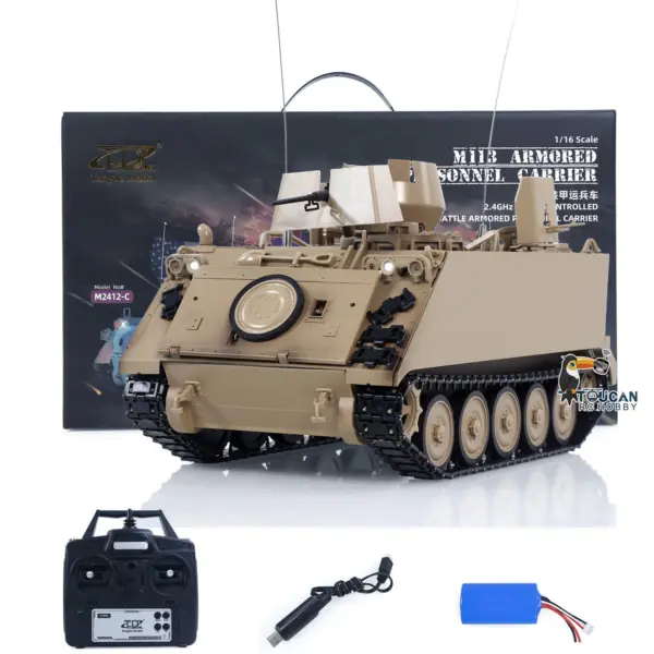 1/16 Tongde RC Tank M2412-B M113A1 ACAV Infrared 360 Turret Rotation Smoking Light Sound Remote Control Electric Model RTR