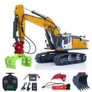 KABOLITE 1/18 K962 100S Remote Control Hydraulic Excavator RC Digger Electric Claw Ripper Hammer Construction Car Machine Toys