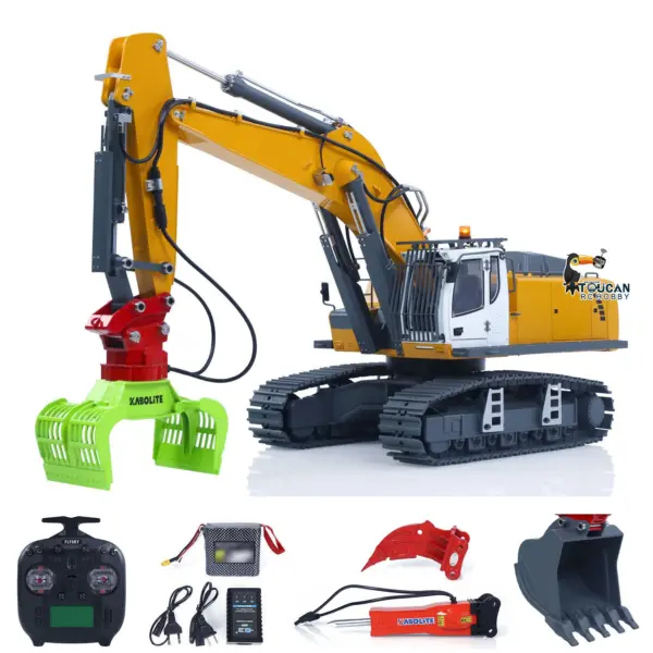 KABOLITE 1/18 K962 100S Remote Control Hydraulic Excavator RC Digger Electric Claw Ripper Hammer Construction Car Machine Toys