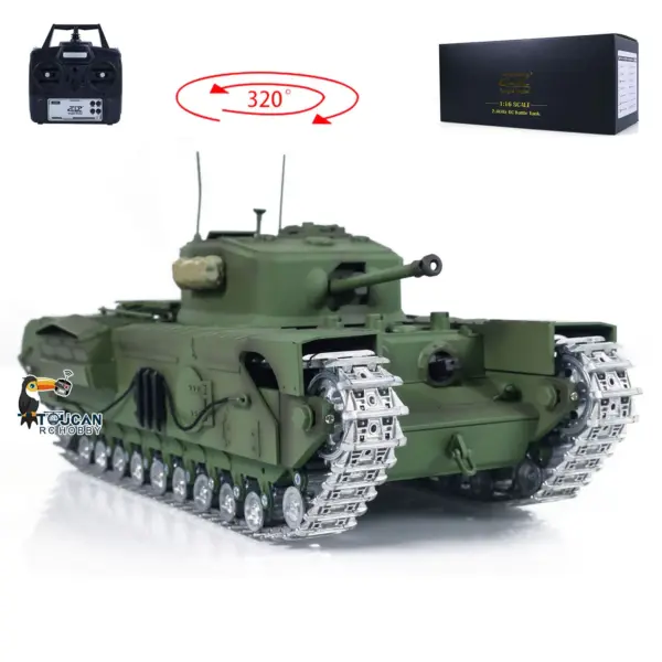 Tongde 1/16 Military RC Tank Churchill Mk.VII Metal Tracks Wheels Gearbox Infrared Battle Model Radio Control Armored Vehicles Battery