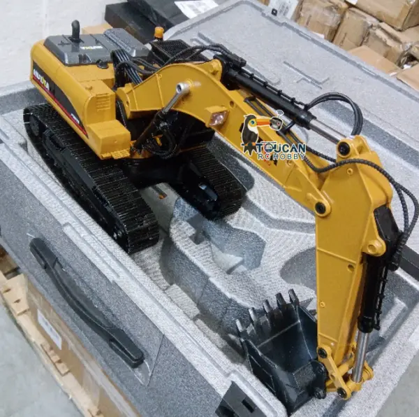 HUINA New Upgrade 580 1/14 Metal Excavator Model Engineering Vehicle Electric Ball Grabber 360 Rotating Shear Claw Sound Lights