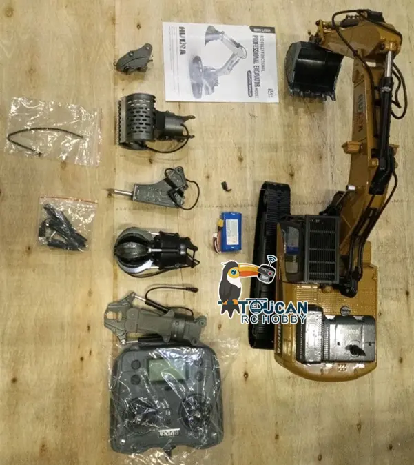HUINA New Upgrade 580 1/14 Metal Excavator Model Engineering Vehicle Electric Ball Grabber 360 Rotating Shear Claw Sound Lights