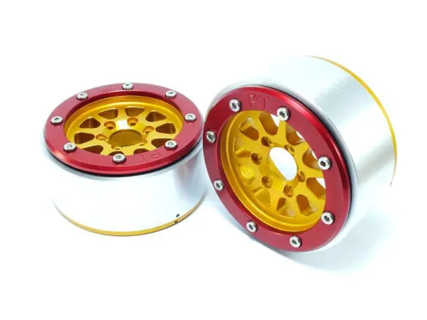 Beadlock Wheels GEAR Gold/Red 1.9 (2) w/o Hub