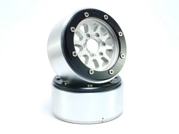 Beadlock Wheels GEAR Silver/Black 1.9 (2) w/o Hub