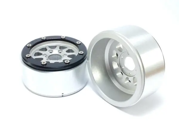 Beadlock Wheels GEAR Silver/Black 1.9 (2) w/o Hub