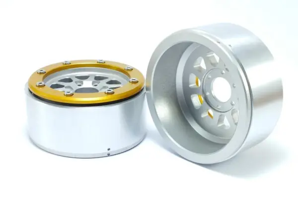 Beadlock Wheels GEAR Silver/Gold 1.9 (2) w/o Hub