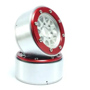 Beadlock Wheels GEAR Silver/Red 1.9 (2) w/o Hub