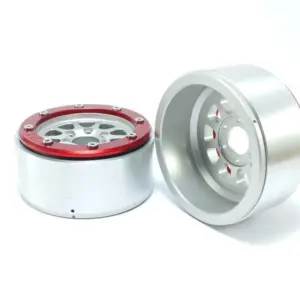 Beadlock Wheels GEAR Silver/Red 1.9 (2) w/o Hub