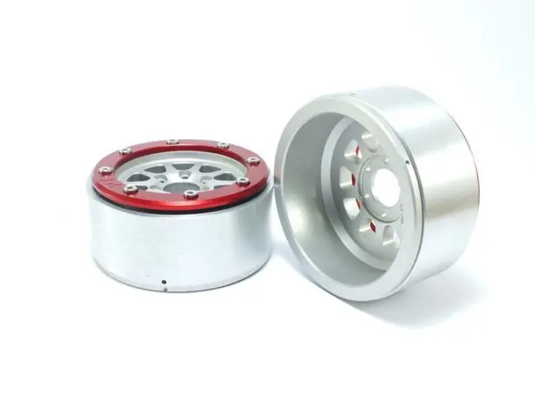 Beadlock Wheels GEAR Silver/Red 1.9 (2) w/o Hub