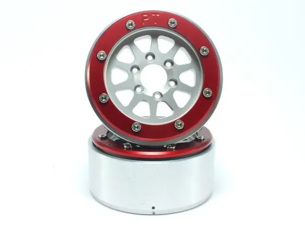 Beadlock Wheels GEAR Silver/Red 1.9 (2) w/o Hub