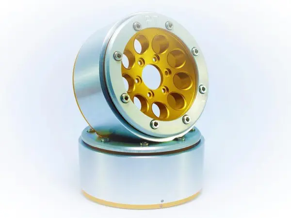 Beadlock Wheels GUN Gold/Silver 1.9 (2) w/o Hub