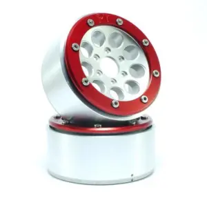Beadlock Wheels GUN Silver/Red 1.9 (2) w/o Hub