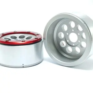 Beadlock Wheels GUN Silver/Red 1.9 (2) w/o Hub