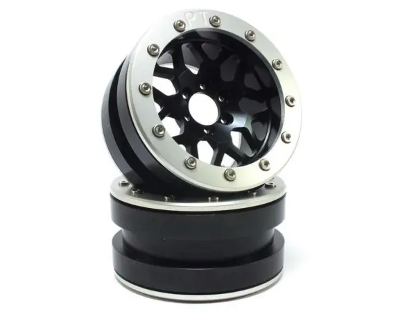 Beadlock Wheels PT-MESH black/silver 2.2 (2) w/o wheel hub