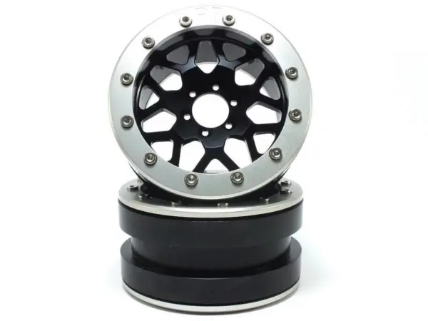 Beadlock Wheels PT-MESH black/silver 2.2 (2) w/o wheel hub