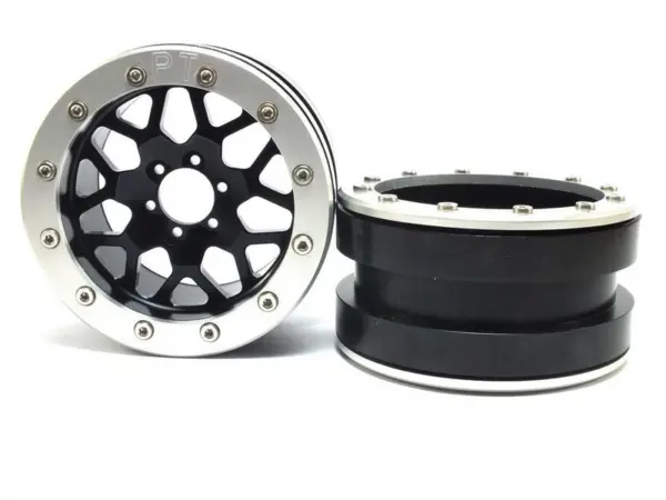 Beadlock Wheels PT-MESH black/silver 2.2 (2) w/o wheel hub