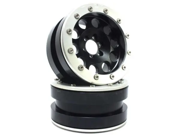 Beadlock Wheels PT-REVOLVER black/silver 2.2 (2) w/o wheel hub