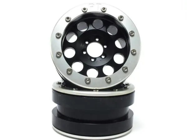 Beadlock Wheels PT-REVOLVER black/silver 2.2 (2) w/o wheel hub