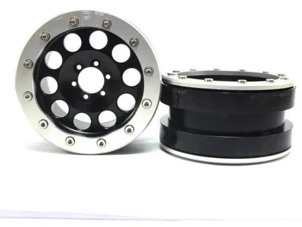 Beadlock Wheels PT-REVOLVER black/silver 2.2 (2) w/o wheel hub