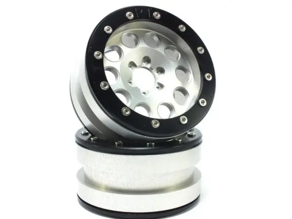 Beadlock Wheels PT-REVOLVER silver/black 2.2 (2) w/o wheel hub