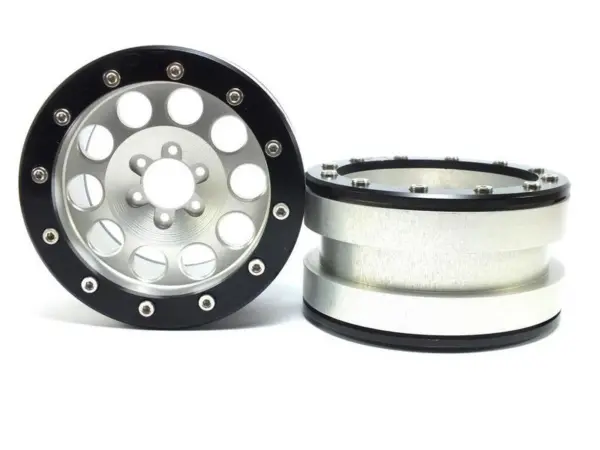 Beadlock Wheels PT-REVOLVER silver/black 2.2 (2) w/o wheel hub