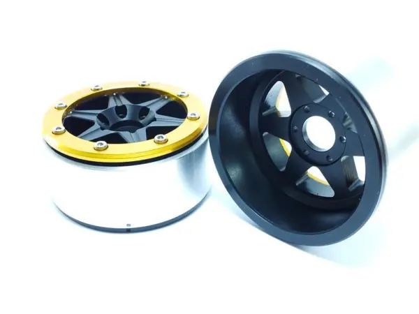 Beadlock Wheels SIXSTAR Black/Gold 1.9 (2) w/o Hub