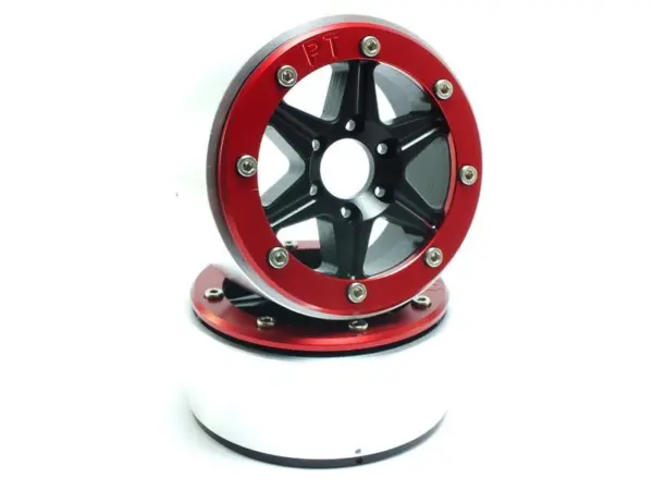 Beadlock Wheels SIXSTAR Black/Red 1.9 (2) w/o Hub