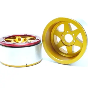Beadlock Wheels SIXSTAR Gold/Red 1.9 (2) w/o Hub