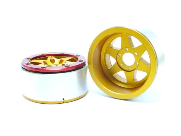 Beadlock Wheels SIXSTAR Gold/Red 1.9 (2) w/o Hub