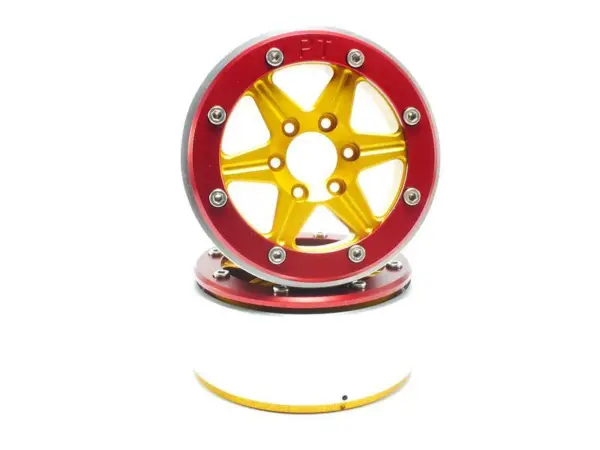 Beadlock Wheels SIXSTAR Gold/Red 1.9 (2) w/o Hub