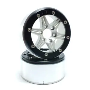 Beadlock Wheels SIXSTAR Silver/Black 1.9 (2) w/o Hub