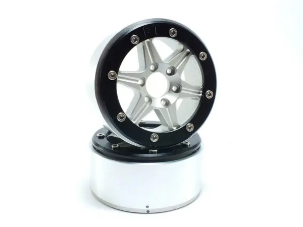Beadlock Wheels SIXSTAR Silver/Black 1.9 (2) w/o Hub
