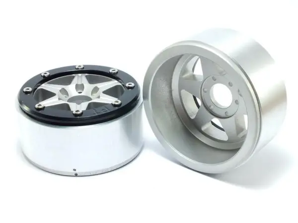 Beadlock Wheels SIXSTAR Silver/Black 1.9 (2) w/o Hub