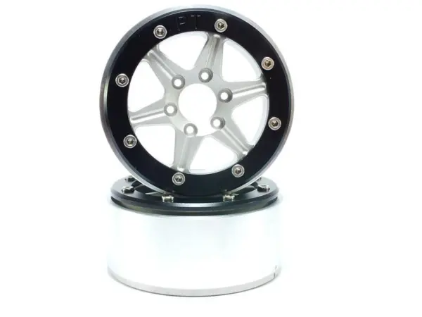 Beadlock Wheels SIXSTAR Silver/Black 1.9 (2) w/o Hub