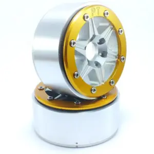 Beadlock Wheels SIXSTAR Silver/Gold 1.9 (2) w/o Hub