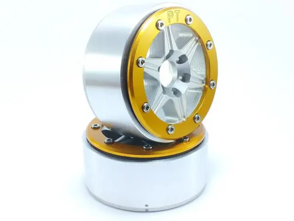 Beadlock Wheels SIXSTAR Silver/Gold 1.9 (2) w/o Hub