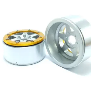 Beadlock Wheels SIXSTAR Silver/Gold 1.9 (2) w/o Hub