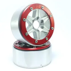 Beadlock Wheels SIXSTAR Silver/Red 1.9 (2) w/o Hub