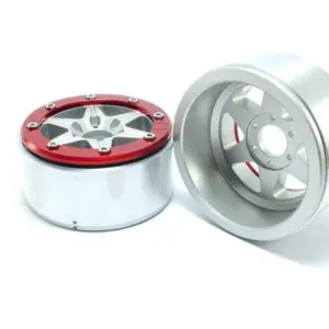 Beadlock Wheels SIXSTAR Silver/Red 1.9 (2) w/o Hub