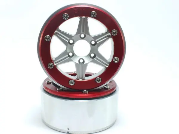 Beadlock Wheels SIXSTAR Silver/Red 1.9 (2) w/o Hub