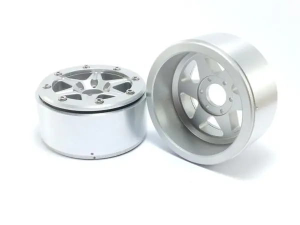 Beadlock Wheels SIXSTAR Silver/Silver 1.9 (2) w/o Hub