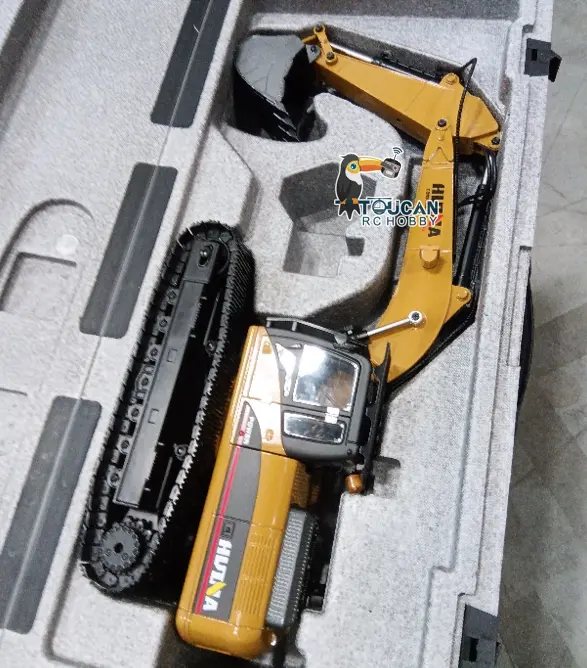 HUINA New Upgrade 580 1/14 Metal Excavator Model Engineering Vehicle Electric Ball Grabber 360 Rotating Shear Claw Sound Lights